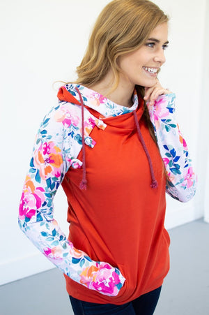Rust Floral Raglan Hoodie