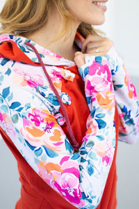 Rust Floral Raglan Hoodie