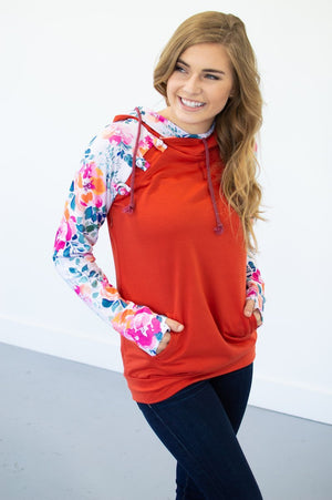 Rust Floral Raglan Hoodie