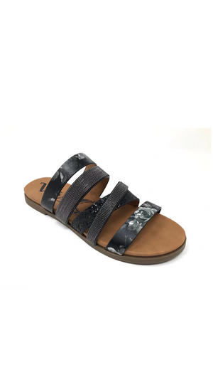 Very G Cinnamon Black Floral Sandal