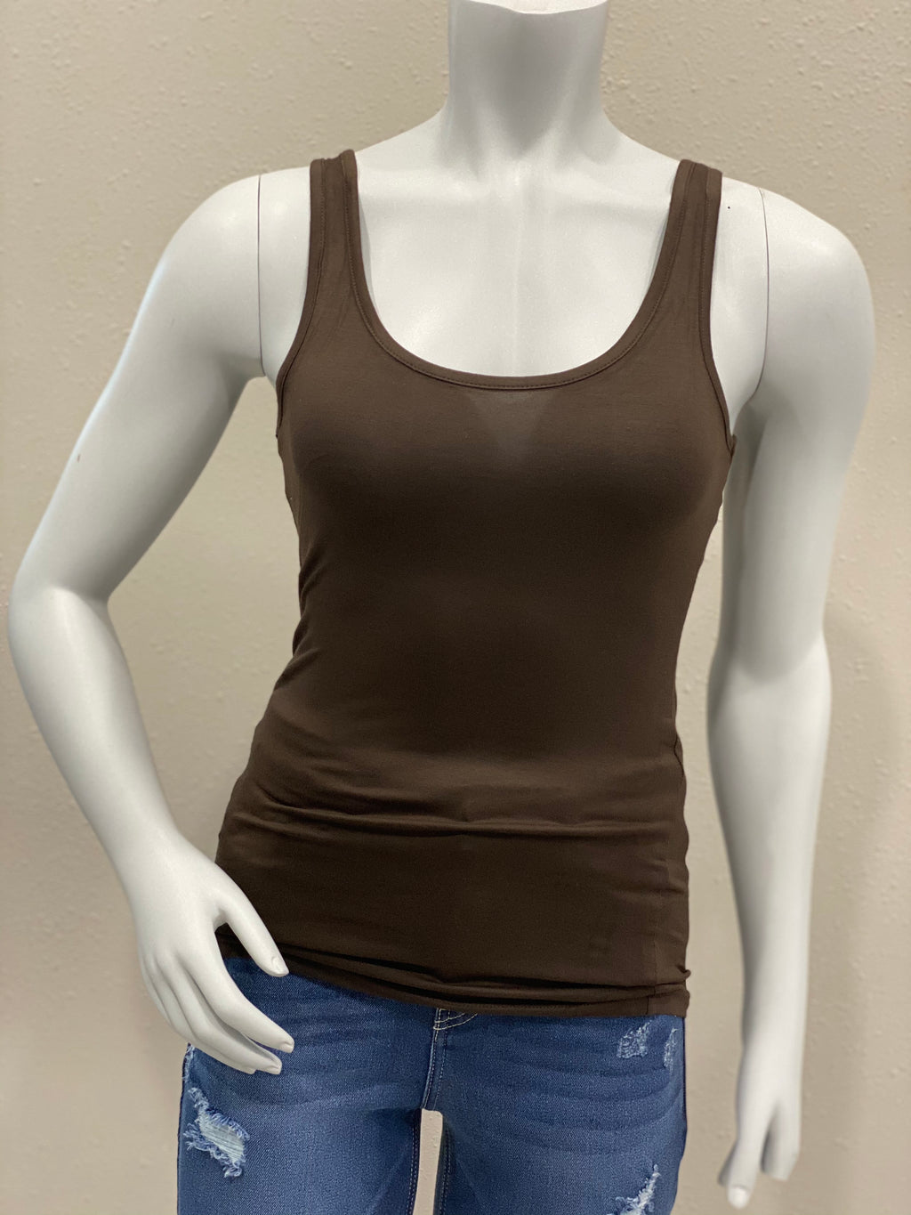 Brown Scoop Neck Tank