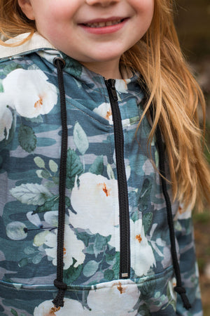 Flirty Camo Half Zip Hoodie Now Available in Kids!