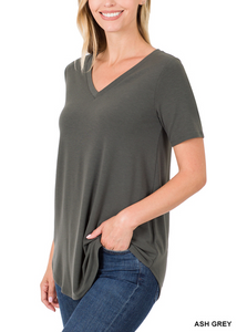 Kate V Neck Round Hem Tee