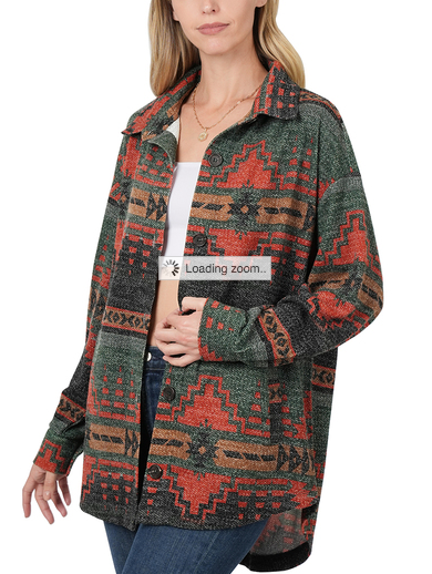 Jessa Jacquard Aztec Oversize Shacket