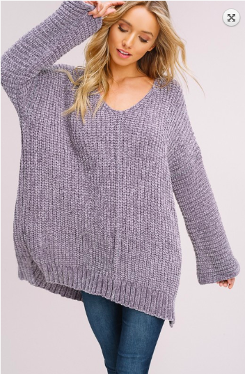 Chenille Oversized V-Neck Sweater