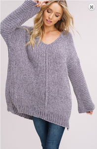 Chenille Oversized V-Neck Sweater