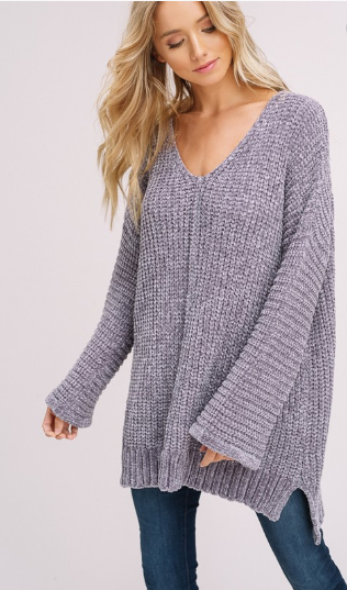 Chenille Oversized V-Neck Sweater