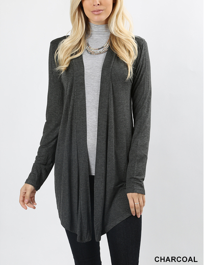 Drapey Open Front Long Sleeve Cardigan