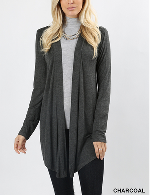 Drapey Open Front Long Sleeve Cardigan