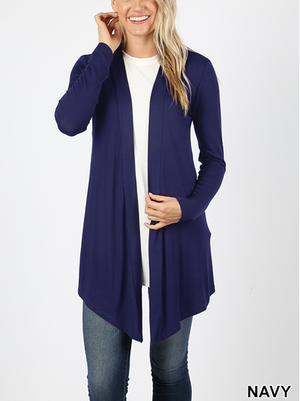 Drapey Open Front Long Sleeve Cardigan