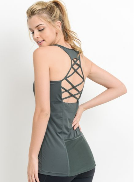 Lattice Performance Mesh Pocket Tank Top (Green)