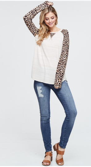 Lyra Leopard Print Raglan Top