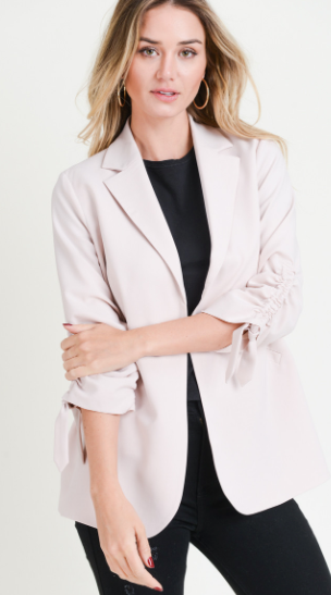 Bryce Black Ruched Sleeve Blazer