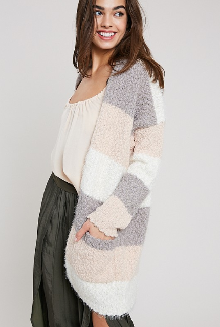 Cream Multi Striped Cardigan