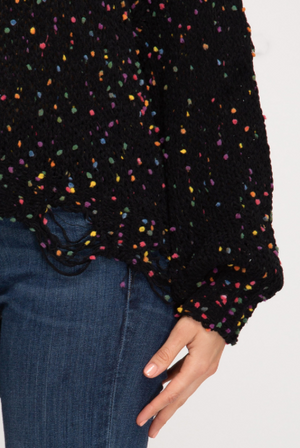 Shannon Black with Multi Distressed Sweater