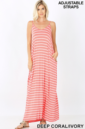 Stripe Cami Maxi Dress w Pockets