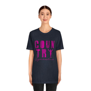 Country Gymnastics Adult Short Sleeve Tee in Berry or Heather Navy (back blank)