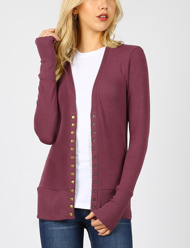 Snap Cardigan (Plus Size Available)
