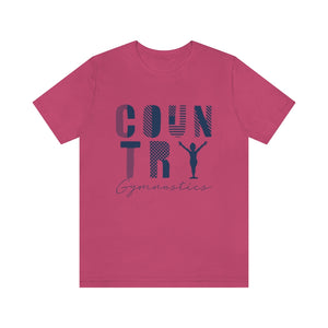 Country Gymnastics Adult Short Sleeve Tee in Berry or Heather Navy (back blank)