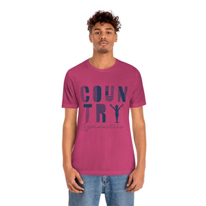 Country Gymnastics Adult Short Sleeve Tee in Berry or Heather Navy (back blank)