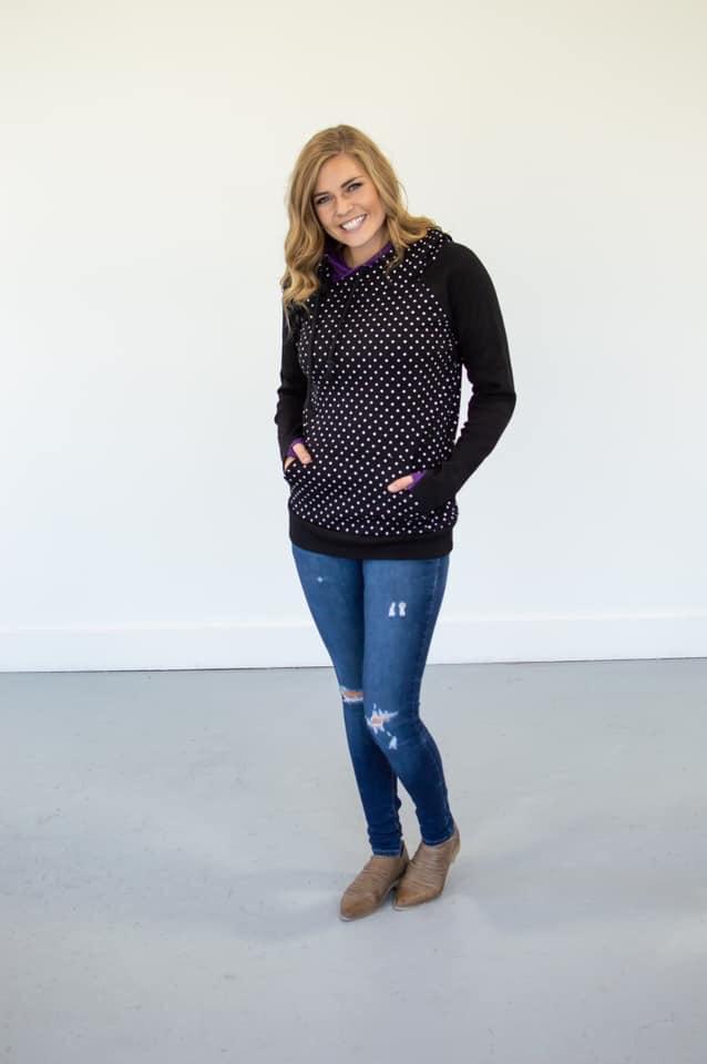 Bewitched Polka Dot Women's Double Hooded Sweatshirt