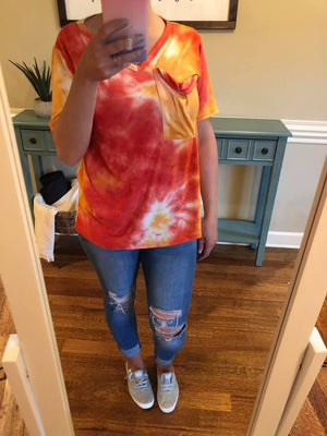 Sunrise Tie Dye Slouchy Pocket Tee