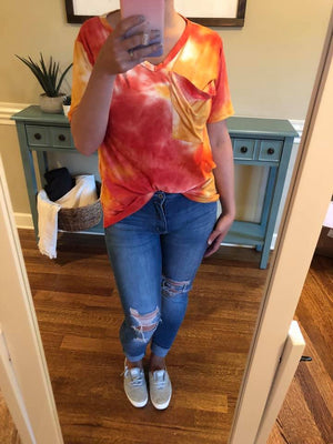 Sunrise Tie Dye Slouchy Pocket Tee