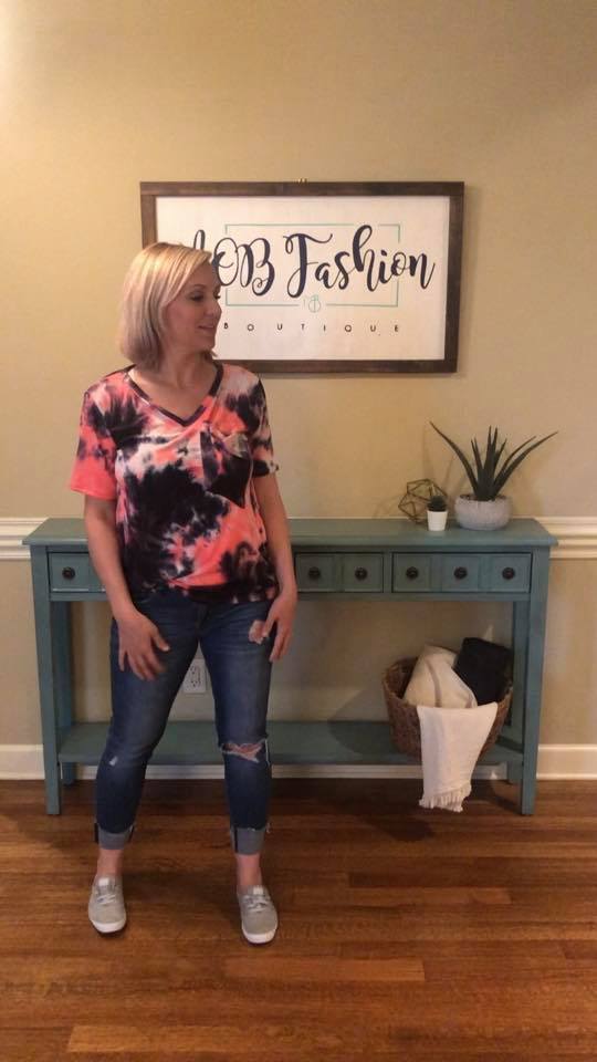 Slouchy Pocket Tee | Hot Pink Tie Dye